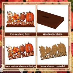 Lanfubeisi Fall Decorations for Home,Fall Football Theme Wooden Table Centerpiece Tis the Season Sign 11.8x6 in, Autumn Harvest Thanksgiving