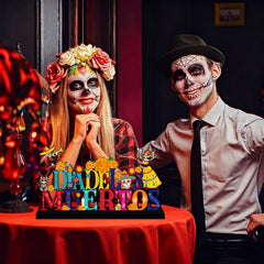 Lanfubeisi Dia De Los Muertos Decorations La Catrina Wooden Table Sign Day of Dead Decorations
