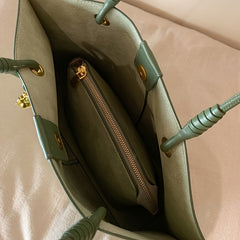 Cyflymder Stylish Large Capacity Tote Bag for Women - Mint Green with Golden-Toned Hardware, Tassel Detail & Shoulder Strap, Spacious Interior for Daily Essentials, Versatile Tote Bag | Minimalist Bag | Magnetic Closure, Tas