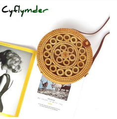 20X8Cm Circle Handwoven Women Messenger Bags Round Retro Rattan Straw Beach Crossbody Bag Good