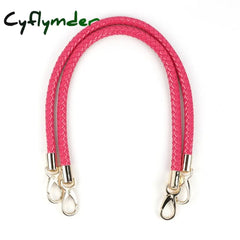 2Pcs Pu Leather Braided Rope Handles For Handbag Shoulder Bag Strap Handmade Diy Accessories Alloy
