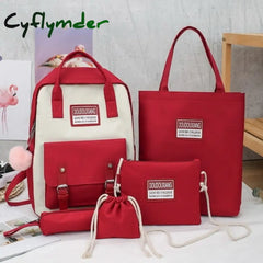 4/5Pcs Sets Canvas School Backpacks For Teenage Girls Harajuku Portfolio To Women’s Bag Set