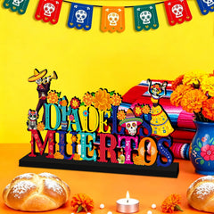 Lanfubeisi Dia De Los Muertos Decorations La Catrina Wooden Table Sign Day of Dead Decorations