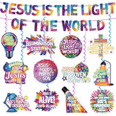 Lanfubeisi Illumination Station VBS Decorations Banner Set, VBS 2026 Christian Hanging Swirls, Jesus Is The Light of The World Religious Decor, Vacation Bible School Sunday School Classroom,colorful
