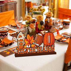 Lanfubeisi Fall Decorations for Home,Fall Football Theme Wooden Table Centerpiece Tis the Season Sign 11.8x6 in, Autumn Harvest Thanksgiving