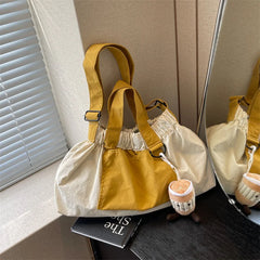 Cyflymder Japanese and Korean Style 2025 Handbag Women's Versatile Canvas Pleated Mommy Bag Single Shoulder Crossbody Tote Bucket Bag