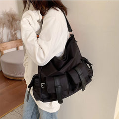 Cyflymder Casual Tote Bag Nylon Large Shoulder Bags for Women Trend Luxury Travel Messenger Handbags and Purses bolsa feminina Black