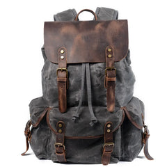 Cyflymder Waterproof Canvas Backpacks For Men Leather Laptop Rucksack Retro Big Capacity Travel Bag Trend Street Young Motorcycle Daypacks
