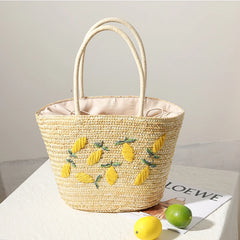 Cyflymder Women's shoulder bag for Summer straw woven holiday beach bag new simple alphabet embroidered handbag large capacity