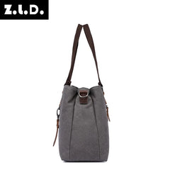 Cyflymder Hot Sales Women Canvas Bags Vintage Solid Female Large Capacity Tote Handbag Ladies Casual Shoulder Bags for Women