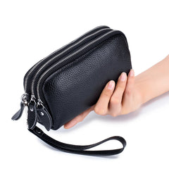 Cyflymder Fashion Long Wallet High Quality genuine leather Clutch Walllet Phone Pocket Casual Organizer Clutches Rfid Purse phone bag red