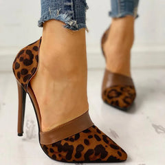 Cyflymder Stiletto Heeled Shoes Pumps Spring Sexy Thin High Heel Pointed Toe Red Leopard Grain Slides Lady Dress Party Shoes
