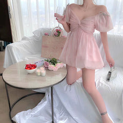Cyflymder Summer Fairy Dress Women French Style Lace Chiffon Sweet Dress Party Night Japan Style Kawaii Sexy Elegant Boho Dress