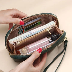 Cyflymder Fashion Tassels women long wallet Genuine Leather Zipper Shell Wristlet Bag Lady Clutches Flowers Coin Purse Cowhide phone bag