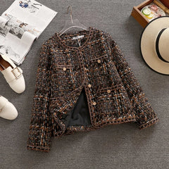 Cyflymder Woolen Jacket Women's Short Autumn Winter Korean Temperament Slim Ladies Tweed Jacket Single-breasted Plaid High-quality Coat