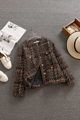 Cyflymder Woolen Jacket Women's Short Autumn Winter Korean Temperament Slim Ladies Tweed Jacket Single-breasted Plaid High-quality Coat