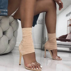 Cyflymder sexy high heels Sandals women summer fashion Ankle suede Elastic Peep Toe women's Sandals Slides dress party shoes