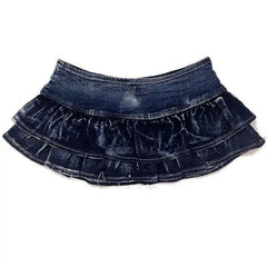 Cyflymder Denim Micro Mini Skirts Crotch Thong Detail Jeans Sexy Tight For Female Temptation Disco/Pole Dance Hotpants Clubwear