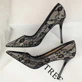Cyflymder Shoes Mesh Hollow Lace Woman Pumps 2025 Spring Women Heels Sexy Party Shoes Thin Stiletto Heels Women Shoes 6 Colour