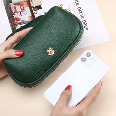 Cyflymder Fashion Tassels women long wallet Genuine Leather Zipper Shell Wristlet Bag Lady Clutches Flowers Coin Purse Cowhide phone bag