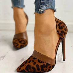 Cyflymder Stiletto Heeled Shoes Pumps Spring Sexy Thin High Heel Pointed Toe Red Leopard Grain Slides Lady Dress Party Shoes