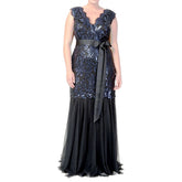 Cyflymder Women Plus Size Luxurious Sequins Evening Dress Lace Elegant V-Neck Sleeveless Slim Female Wedding Dress Gown Tulle Formal Dress