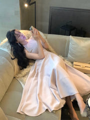 Cyflymder Vintage Red Sleeveless Slim Midi Dresses for Women Fashion Casual Chic Birthday Robe Elegant Party Female Clothing Summer