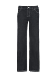Cyflymder Women's Slim Fit Flared Jeans Y2K Vintage Low Rise Stretch Denim Pants with Embroidery Distressed Style for Everyday Outfits