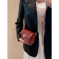 Cyflymder Wine Red Crossbody Bag Small Women's Shoulder Bag Chain Underarm Bag Fashionable Niche Market Compact Size Stylish Design