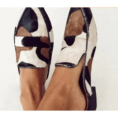 Cyflymder British Style Spring and Autumn New Product Fashionable Pointed-toe 34-43 Shallow-toe Cow-patterned Casual Women's Shoes