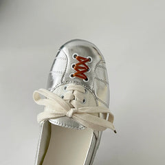 Cyflymder Korean Style Women's Ballet Slippers 2025 Autumn New Design Sensibility Flat Bottom Tied Shoes Adult Color Block Style