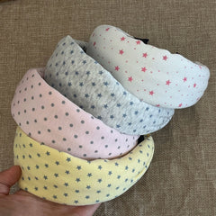 Cyflymder 1PC Cute Star Polka Dot Wide Headband, Soft Sweet Hair Hoop, Heighten Cranial Top Face Slimming Women Fashion Hair Accessories