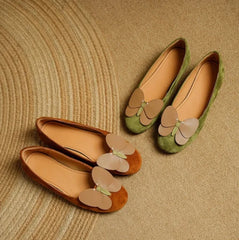 Cyflymder Unique Design Butterfly Round Toe Ballet Shoes For Women Casual Outdoor Wearing Suede Inner Height Increasing Shallow Mouth Dres