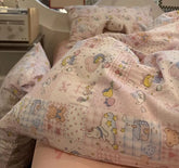 Cyflymder Romantic sweet cute pink girl rabbit bear bedding set,twin full queen lovely cotton home textile sheet pillow case quilt cover