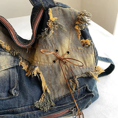 Cyflymder Denim Y2k Womens Shoulder Bag Vintage Washed Distressed Fashion female Messenger Bag Large Capacity ladies Handbag Sac totes