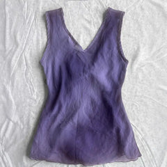 Cyflymder French Gentle Style Gradient Purple Bowknot V-neck Sleeveless Camisole Women Summer New Style Elegant Top