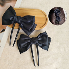 Cyflymder Simple Black Bowknot U shape Hair Sticks Fashion Women Bun Ball Hairpin Daily Hair Braiding Barrettes Styling Hair Accessories
