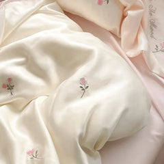 Cyflymder Summer Rayon Silk Bedding Sets Satin Smooth Duvet Cover Pillowcase Fitted Sheet Queen/king Bed Super Soft Breathable Bedclothes