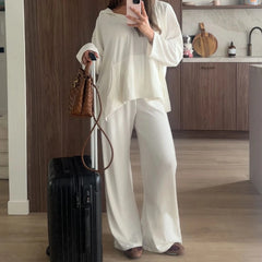 Cyflymder y2k Pants Set Women Fall Clothes Solid Color Long Sleeve Loose Fit Hoodie and Drawstring Pants with Pockets Activewear