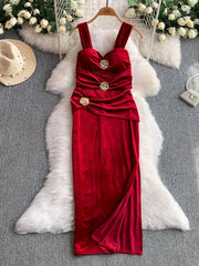 Cyflymder Ele Velvet V-Ne Metal Flower Print Wrap Dr Women's Faion Autumn Long Dr High Waist A-Line Skirt No Sve