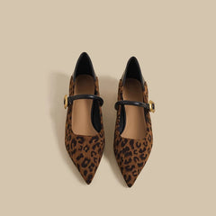 Cyflymder Street Style Leopard Women Mary Jane Shoes Ladies Concise Pointed Toe Pumps Spring Autumn Women's Commuting Shoes