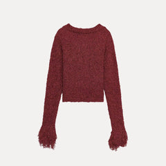Cyflymder Slim Fit Knitted Coat with Tassel round Ne Long Sve Casual Sle Women's Faion Autumn 2025 New Arrival Z 00203