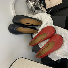 Cyflymder Summer New Style Genuine Leather Minimalist Retro Red Flat Shoes Grandmother Heightening Single Shoes Trendy Flats