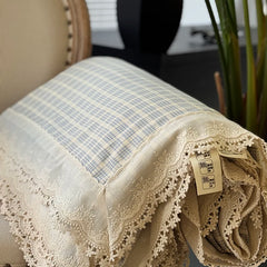 Cyflymder Pure Cotton Double Layer Yarn Vintage Lace Flower Prints Summer Quilt Princess Air Condition Thin Comforter Lightweight Blanket