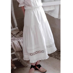 Cyflymder Boho Inspired white skirt women cotton midi skirt spring summer skirt streetwear cotton elegant long skirts for women