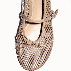 Cyflymder Mesh Summer Ballet Flats Shoes Women Buckle Strap Breathable New Flats Shoes Ladies Black Mary Janes Footwear Loafers