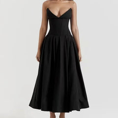 Cyflymder Cross-Border Women's Fashionable Elegant Long Dress Sexy Strapless Bone Waist-Fitted Slimming Dress Batches