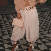 Cyflymder Fashion Loose Drawstring Jogger Balloon Pants Women Casual Elastic Waist Baggy Pants for Daily Life Vacation Trouser