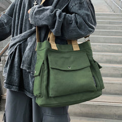 Cyflymder Canvas Crossbody Bags Women Large Capacity Messenger Bag Casual Fashion Adjustable Strap Simple Portable Shopping Commute Bag