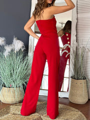 Cyflymder New Women's Front Button Slim Fit Wide Leg Jumpsuit, Comfortable Fit, Fashionable and Casual Versatile Jumpsuit, Suitable F